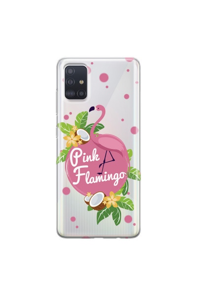 SAMSUNG - Galaxy A71 - Soft Clear Case - Pink Flamingo