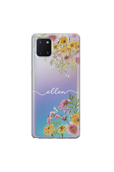 SAMSUNG - Galaxy Note 10 Lite - Soft Clear Case - Meadow Garden with Monogram White