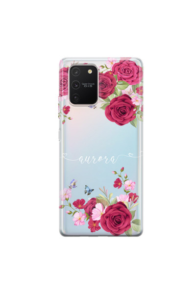 SAMSUNG - Galaxy S10 Lite - Soft Clear Case - Rose Garden with Monogram White
