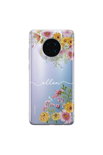 HUAWEI - Mate 30 - Soft Clear Case - Meadow Garden with Monogram White
