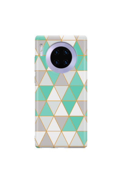 HUAWEI - Mate 30 Pro - Soft Clear Case - Green Triangle Pattern
