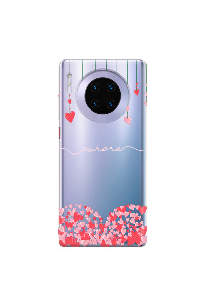 HUAWEI - Mate 30 Pro - Soft Clear Case - Love Hearts Strings Pink