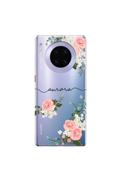HUAWEI - Mate 30 Pro - Soft Clear Case - Pink Floral Handwritten