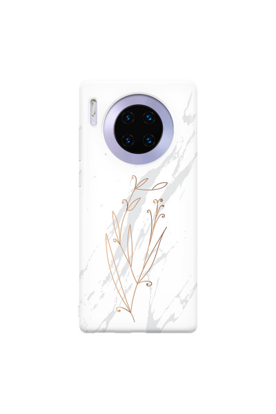 HUAWEI - Mate 30 Pro - Soft Clear Case - White Marble Flowers