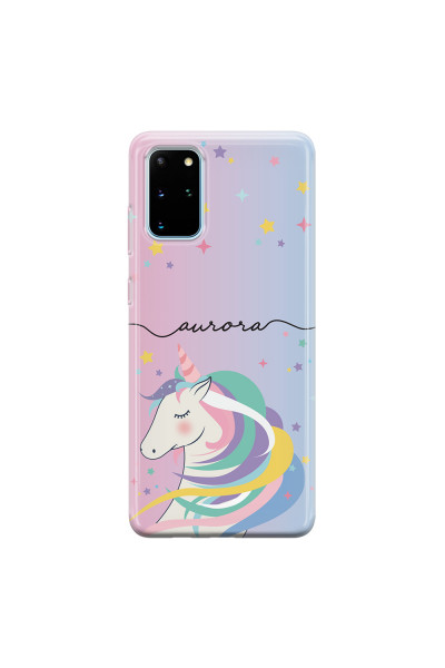 SAMSUNG - Galaxy S20 Plus - Soft Clear Case - Pink Unicorn Handwritten