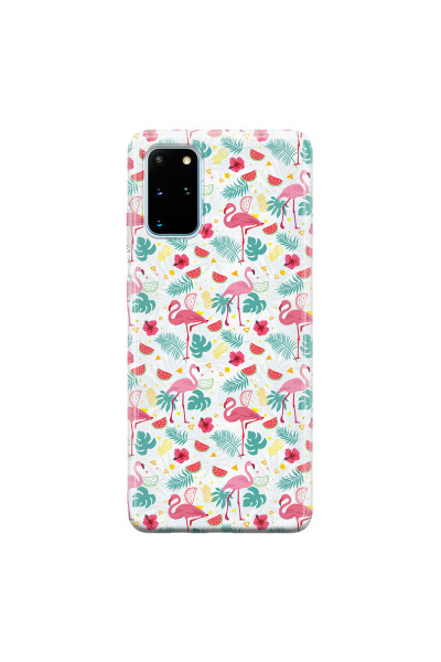 SAMSUNG - Galaxy S20 Plus - Soft Clear Case - Tropical Flamingo II