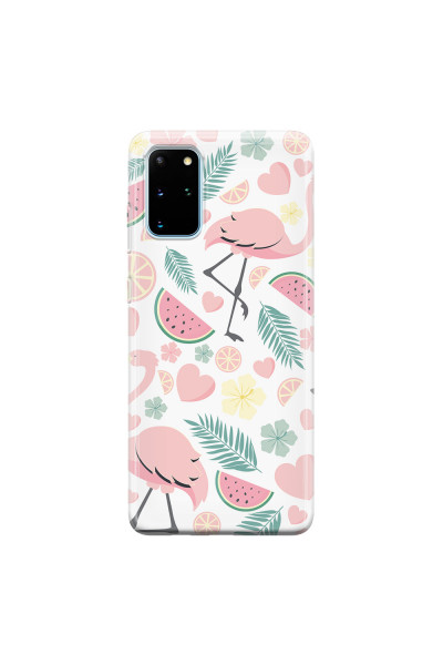 SAMSUNG - Galaxy S20 Plus - Soft Clear Case - Tropical Flamingo III