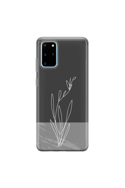 SAMSUNG - Galaxy S20 - Soft Clear Case - Dark Grey Marble Flower