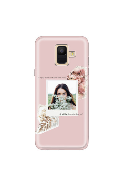 SAMSUNG - Galaxy A6 2018 - Soft Clear Case - Vintage Pink Collage Phone Case