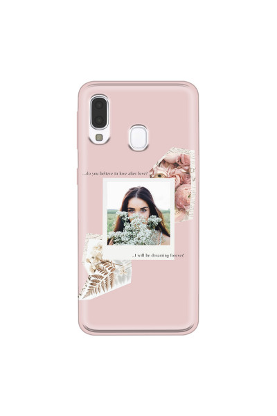 SAMSUNG - Galaxy A40 - Soft Clear Case - Vintage Pink Collage Phone Case