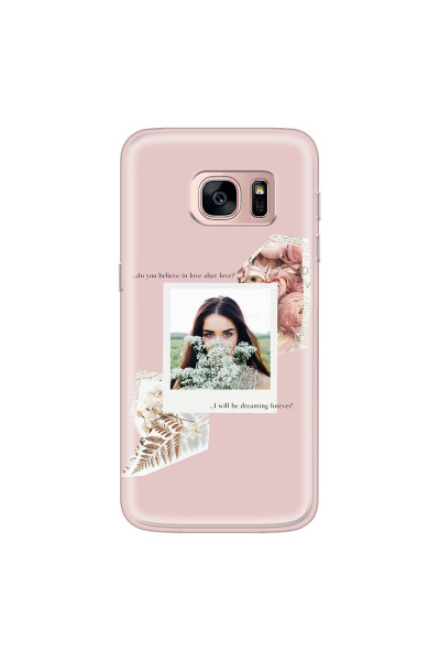 SAMSUNG - Galaxy S7 - Soft Clear Case - Vintage Pink Collage Phone Case