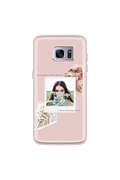 SAMSUNG - Galaxy S7 Edge - Soft Clear Case - Vintage Pink Collage Phone Case