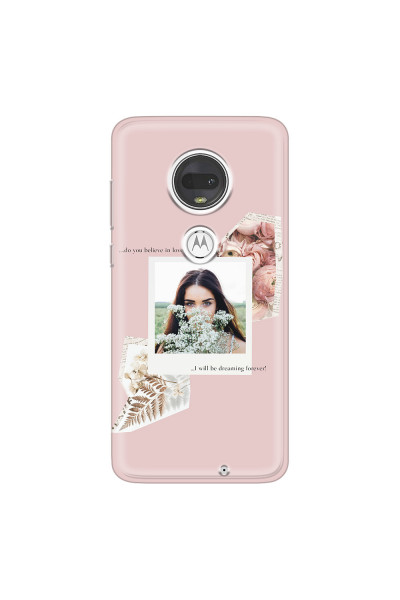 MOTOROLA by LENOVO - Moto G7 - Soft Clear Case - Vintage Pink Collage Phone Case