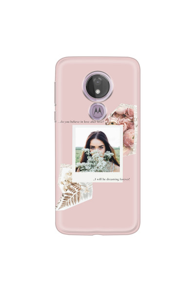 MOTOROLA by LENOVO - Moto G7 Power - Soft Clear Case - Vintage Pink Collage Phone Case