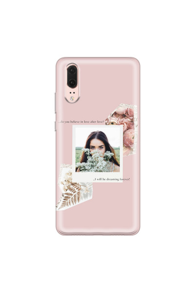 HUAWEI - P20 - Soft Clear Case - Vintage Pink Collage Phone Case