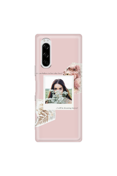 SONY - Sony Xperia 5 - Soft Clear Case - Vintage Pink Collage Phone Case