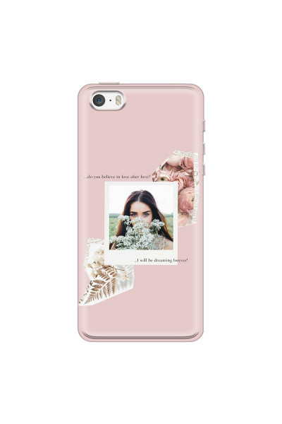 APPLE - iPhone 5S/SE - Soft Clear Case - Vintage Pink Collage Phone Case