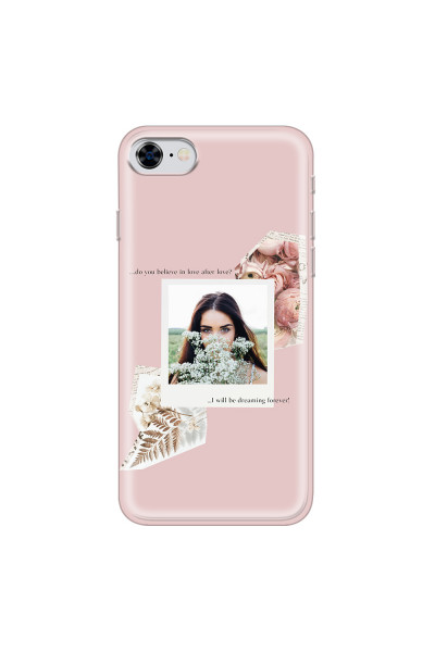 APPLE - iPhone 8 - Soft Clear Case - Vintage Pink Collage Phone Case