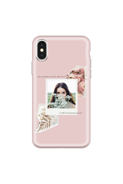 APPLE - iPhone X - Soft Clear Case - Vintage Pink Collage Phone Case