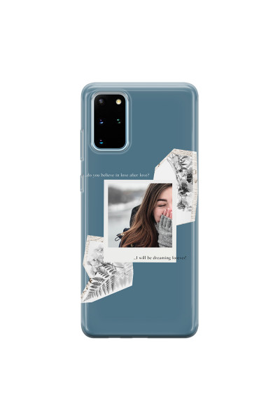 SAMSUNG - Galaxy S20 Plus - Soft Clear Case - Vintage Blue Collage Phone Case