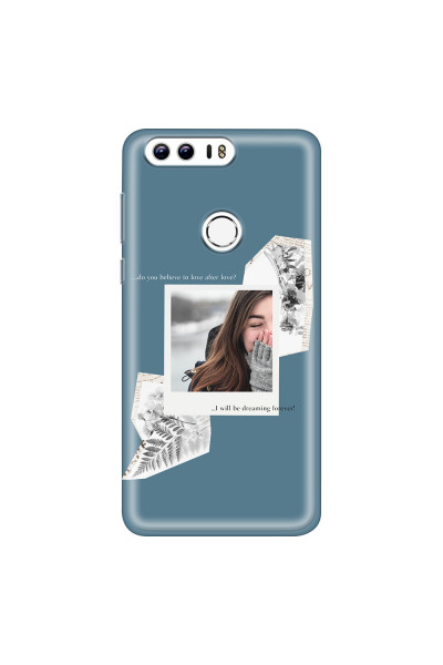 HONOR - Honor 8 - Soft Clear Case - Vintage Blue Collage Phone Case
