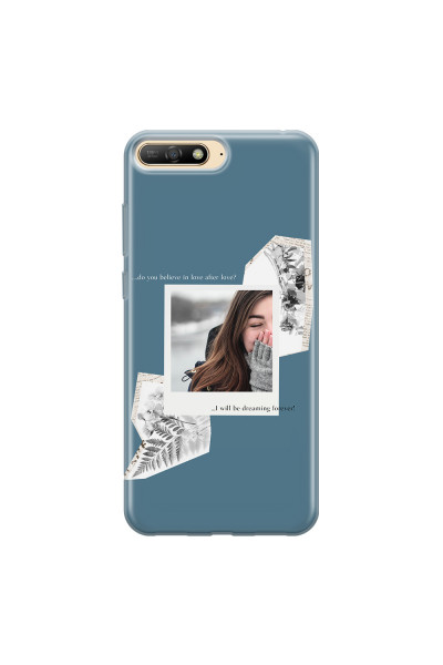 HUAWEI - Y6 2018 - Soft Clear Case - Vintage Blue Collage Phone Case