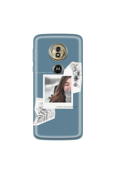 MOTOROLA by LENOVO - Moto G6 Play - Soft Clear Case - Vintage Blue Collage Phone Case