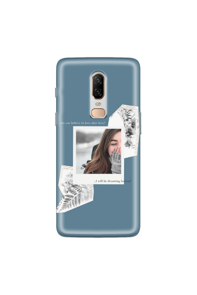 ONEPLUS - OnePlus 6 - Soft Clear Case - Vintage Blue Collage Phone Case