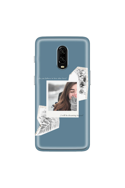 ONEPLUS - OnePlus 6T - Soft Clear Case - Vintage Blue Collage Phone Case