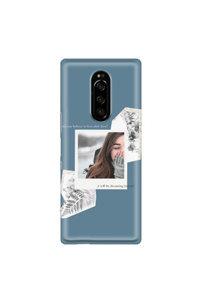 SONY - Sony Xperia 1 - Soft Clear Case - Vintage Blue Collage Phone Case