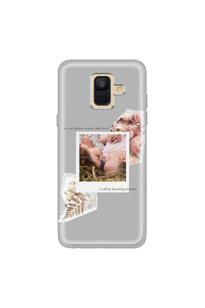 SAMSUNG - Galaxy A6 2018 - Soft Clear Case - Vintage Grey Collage Phone Case