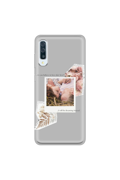 SAMSUNG - Galaxy A50 - Soft Clear Case - Vintage Grey Collage Phone Case