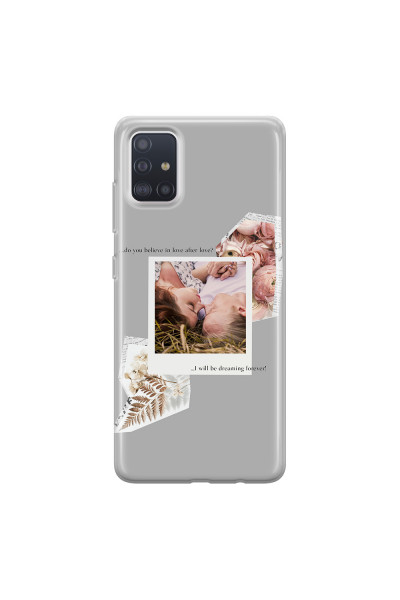 SAMSUNG - Galaxy A51 - Soft Clear Case - Vintage Grey Collage Phone Case