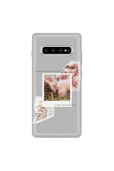 SAMSUNG - Galaxy S10 - Soft Clear Case - Vintage Grey Collage Phone Case