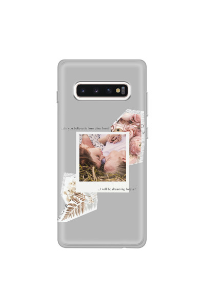 SAMSUNG - Galaxy S10 Plus - Soft Clear Case - Vintage Grey Collage Phone Case