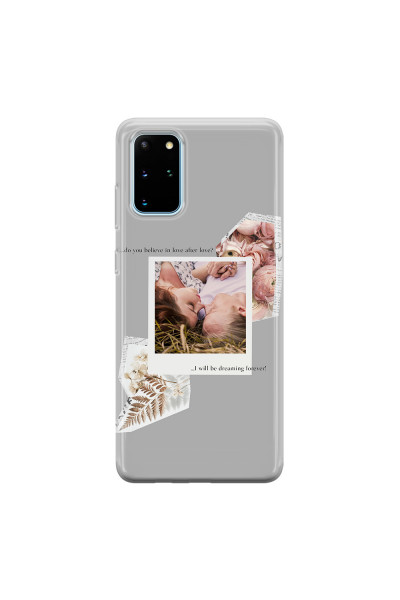 SAMSUNG - Galaxy S20 - Soft Clear Case - Vintage Grey Collage Phone Case