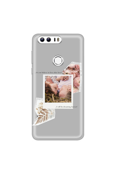 HONOR - Honor 8 - Soft Clear Case - Vintage Grey Collage Phone Case