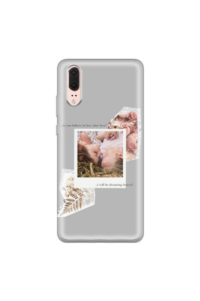 HUAWEI - P20 - Soft Clear Case - Vintage Grey Collage Phone Case