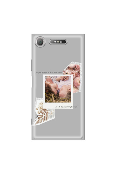 SONY - Sony Xperia XZ1 - Soft Clear Case - Vintage Grey Collage Phone Case
