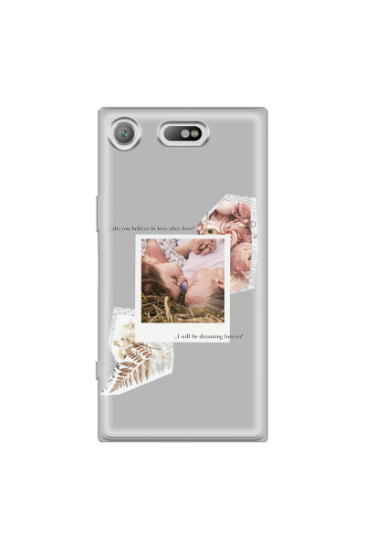 SONY - Sony Xperia XZ1 Compact - Soft Clear Case - Vintage Grey Collage Phone Case