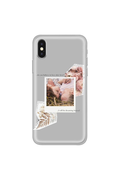 APPLE - iPhone XS - Soft Clear Case - Vintage Grey Collage Phone Case