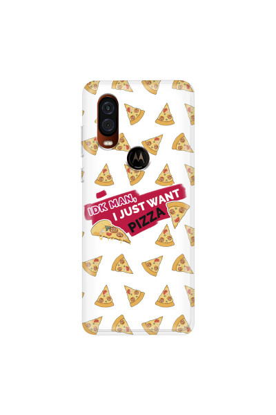 MOTOROLA by LENOVO - Moto One Vision - Soft Clear Case - Want Pizza Men Phone Case
