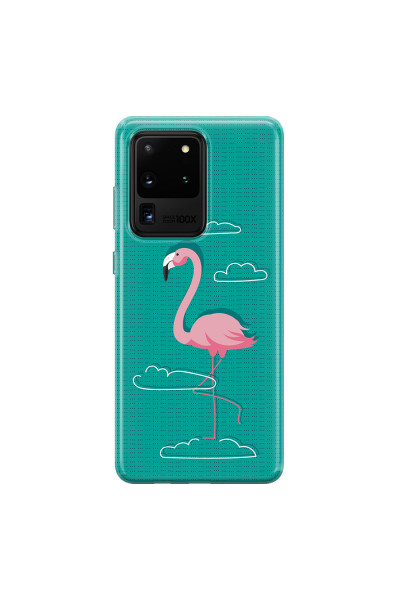 SAMSUNG - Galaxy S20 Ultra - Soft Clear Case - Cartoon Flamingo