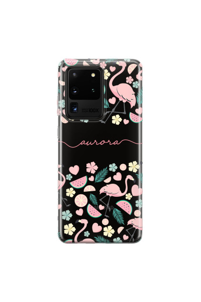 SAMSUNG - Galaxy S20 Ultra - Soft Clear Case - Clear Flamingo Handwritten