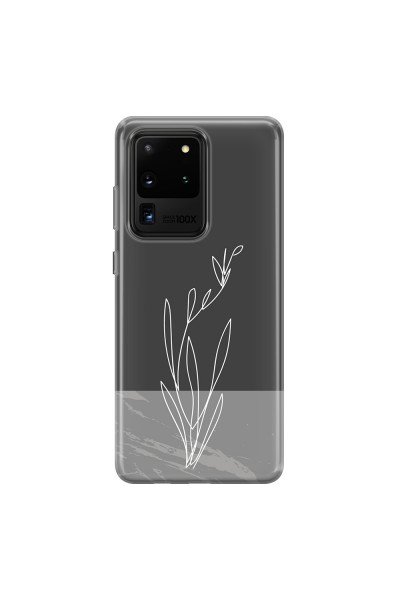 SAMSUNG - Galaxy S20 Ultra - Soft Clear Case - Dark Grey Marble Flower