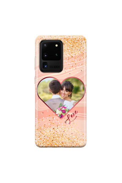 SAMSUNG - Galaxy S20 Ultra - Soft Clear Case - Glitter Love Heart Photo