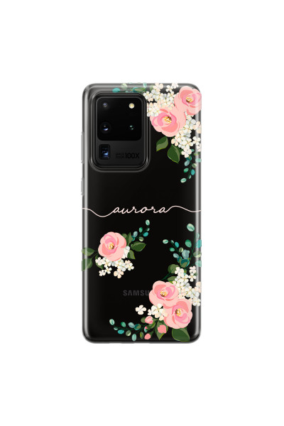 SAMSUNG - Galaxy S20 Ultra - Soft Clear Case - Pink Floral Handwritten Light