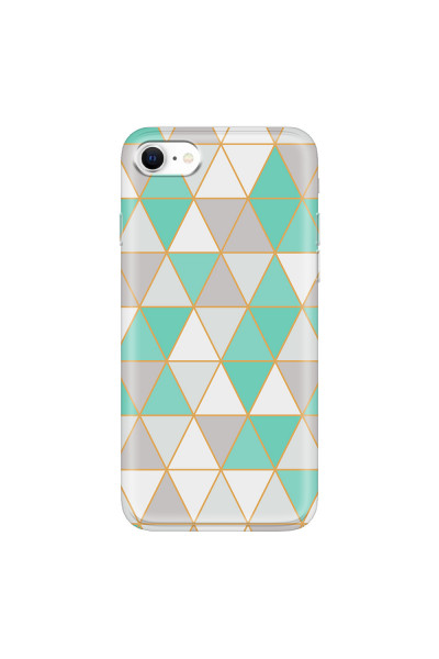 APPLE - iPhone SE 2020 - Soft Clear Case - Green Triangle Pattern