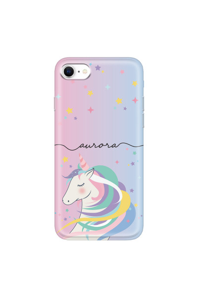 APPLE - iPhone SE 2020 - Soft Clear Case - Pink Unicorn Handwritten