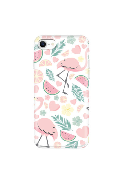 APPLE - iPhone SE 2020 - Soft Clear Case - Tropical Flamingo III